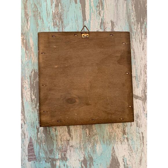 Vintage 5.5" Square Cobalt Tile in Wooden Frame Minstrel Portrait Blue White - Picture 6 of 7